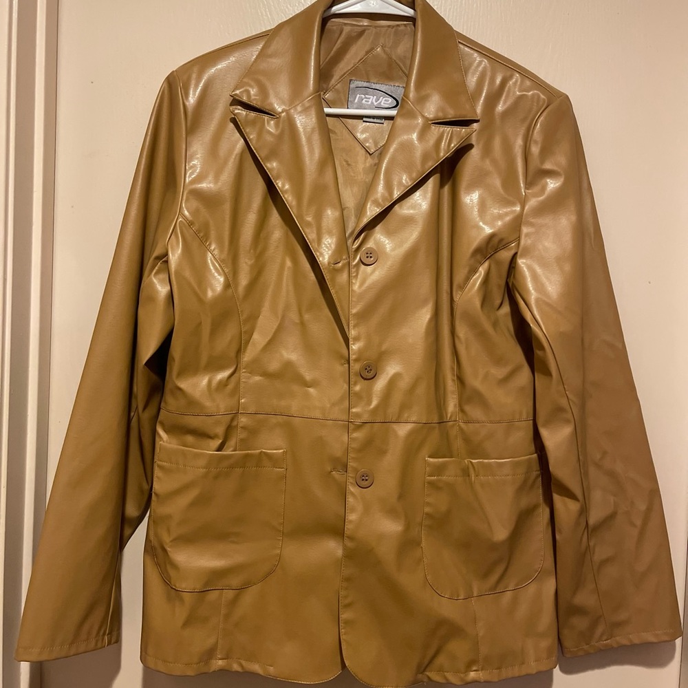 Large Rave Tan Faux Leather Jacket